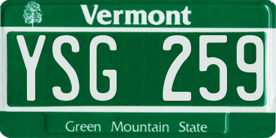 VT license plate YSG259