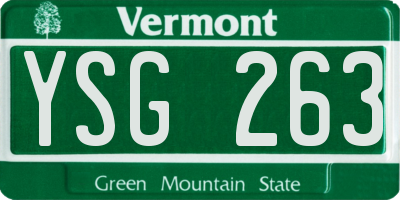 VT license plate YSG263