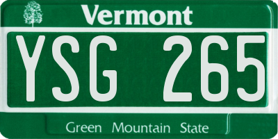 VT license plate YSG265