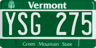 VT license plate YSG275