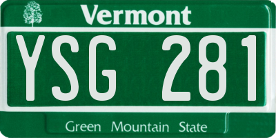 VT license plate YSG281