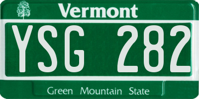 VT license plate YSG282