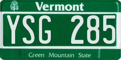 VT license plate YSG285