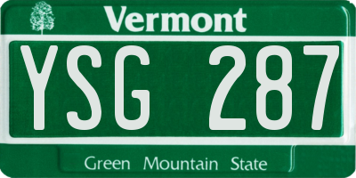 VT license plate YSG287