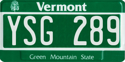 VT license plate YSG289