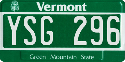 VT license plate YSG296