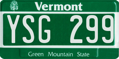 VT license plate YSG299
