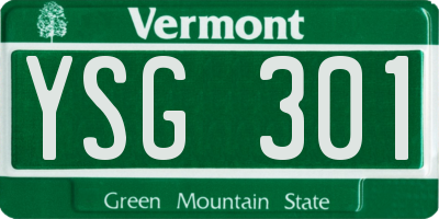VT license plate YSG301