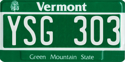 VT license plate YSG303