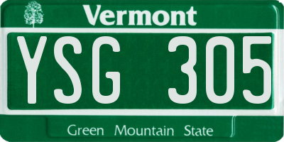 VT license plate YSG305