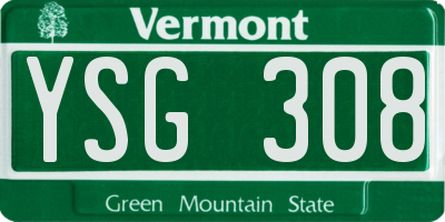 VT license plate YSG308