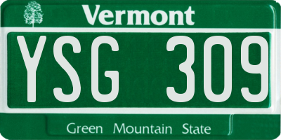 VT license plate YSG309