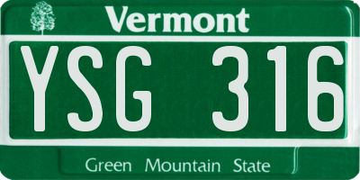VT license plate YSG316