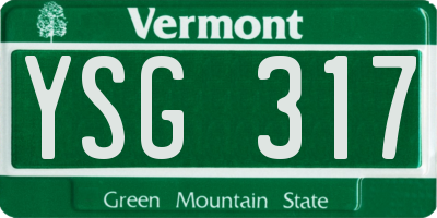 VT license plate YSG317