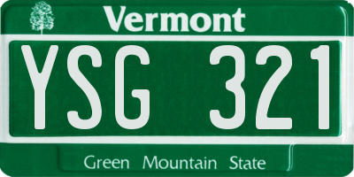 VT license plate YSG321
