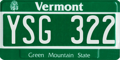 VT license plate YSG322