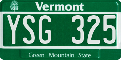 VT license plate YSG325
