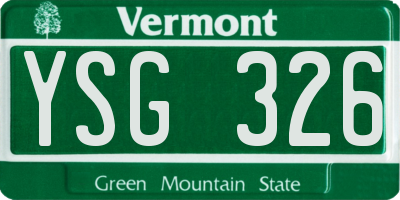 VT license plate YSG326