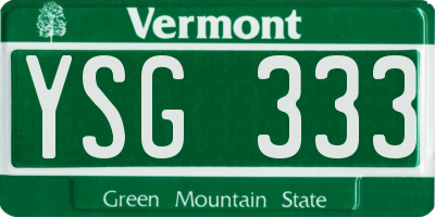 VT license plate YSG333