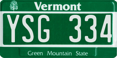 VT license plate YSG334