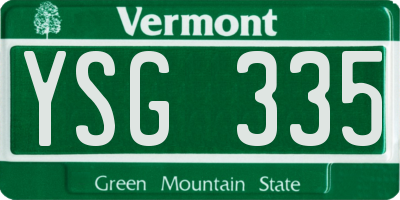 VT license plate YSG335