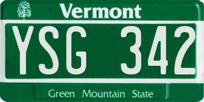 VT license plate YSG342