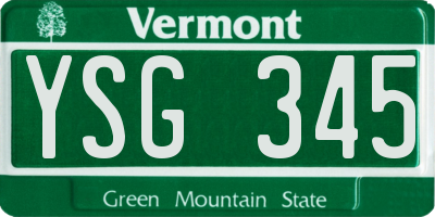 VT license plate YSG345