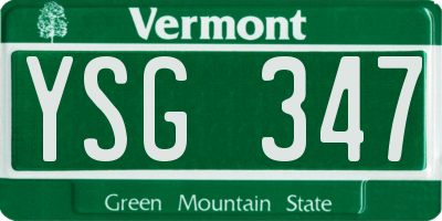 VT license plate YSG347