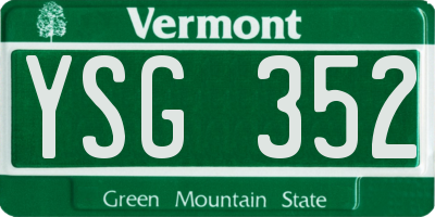 VT license plate YSG352
