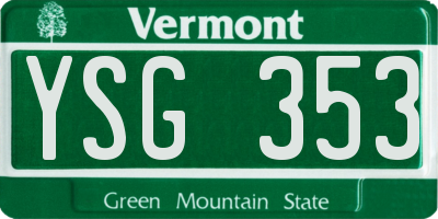 VT license plate YSG353