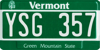 VT license plate YSG357