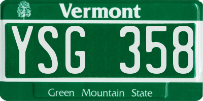 VT license plate YSG358