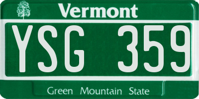 VT license plate YSG359