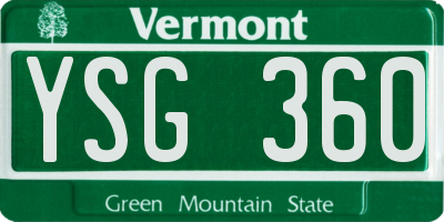 VT license plate YSG360