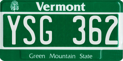 VT license plate YSG362