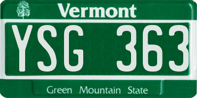 VT license plate YSG363