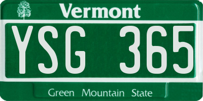 VT license plate YSG365