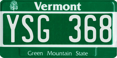 VT license plate YSG368