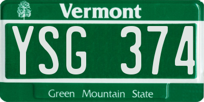 VT license plate YSG374