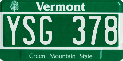 VT license plate YSG378