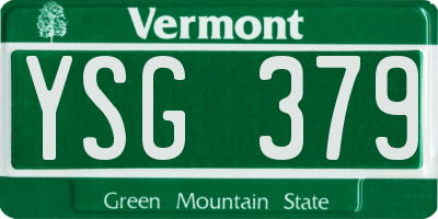 VT license plate YSG379