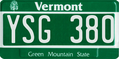 VT license plate YSG380