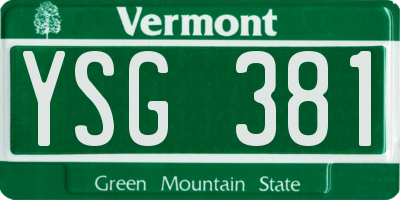 VT license plate YSG381