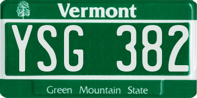 VT license plate YSG382