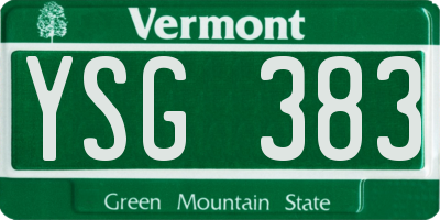 VT license plate YSG383