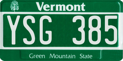 VT license plate YSG385