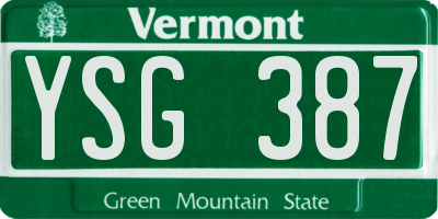 VT license plate YSG387