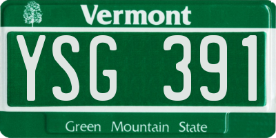 VT license plate YSG391