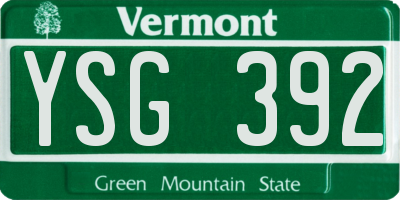 VT license plate YSG392