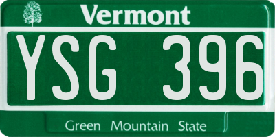 VT license plate YSG396